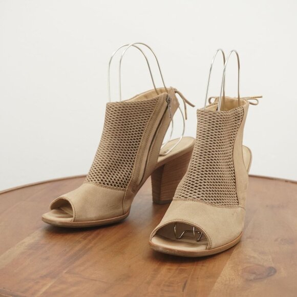 Paul Green Womens Lexi Booties Boots Open Toe Block Heel Beige 6.5 UK / 9 US - Picture 4 of 11